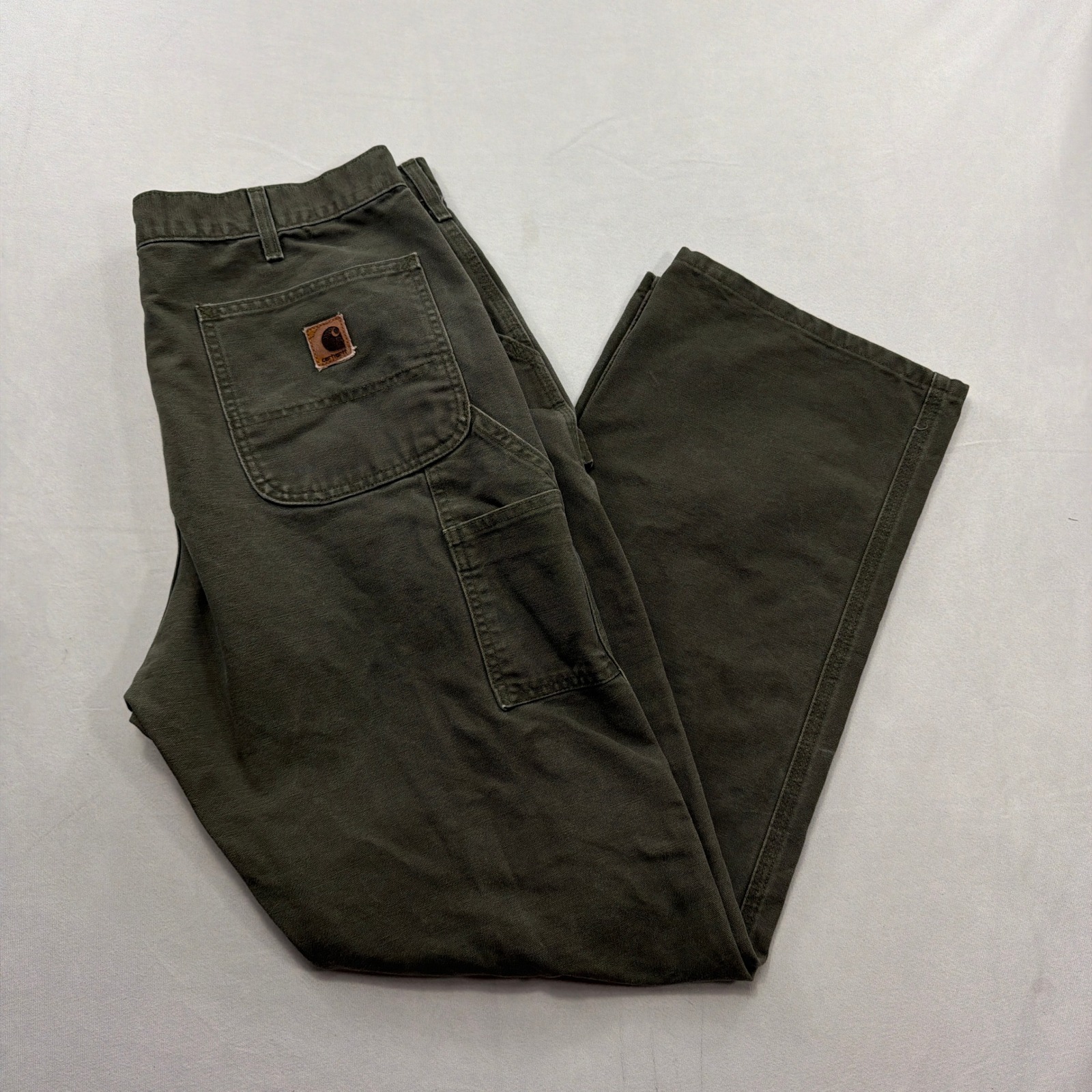 Carhartt Work Pants B11 Mos Washed Duck Dungaree Moss Green Mens 38x34